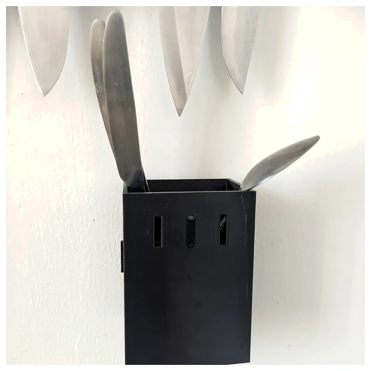 Wall Mounted Removable Cutlery Organizer Hanging Storage Box Kitchen Shelving Unit Utensil Holder Multi Purpose