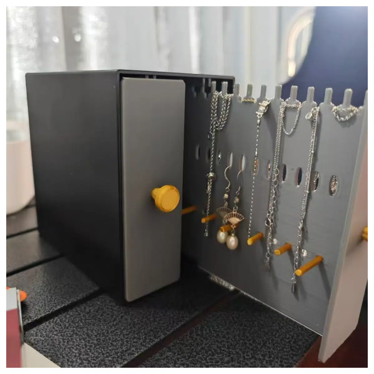 Pull out Jewelry Box Jewelry Organizer Box Drawer Storage for Earrings Necklace Bracelet Elegant Stylish