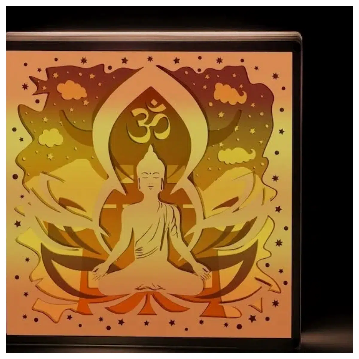 Zen Buddha Box Meditation Decor Seated Buddha Figurine Buddhist Art Zen Lighting