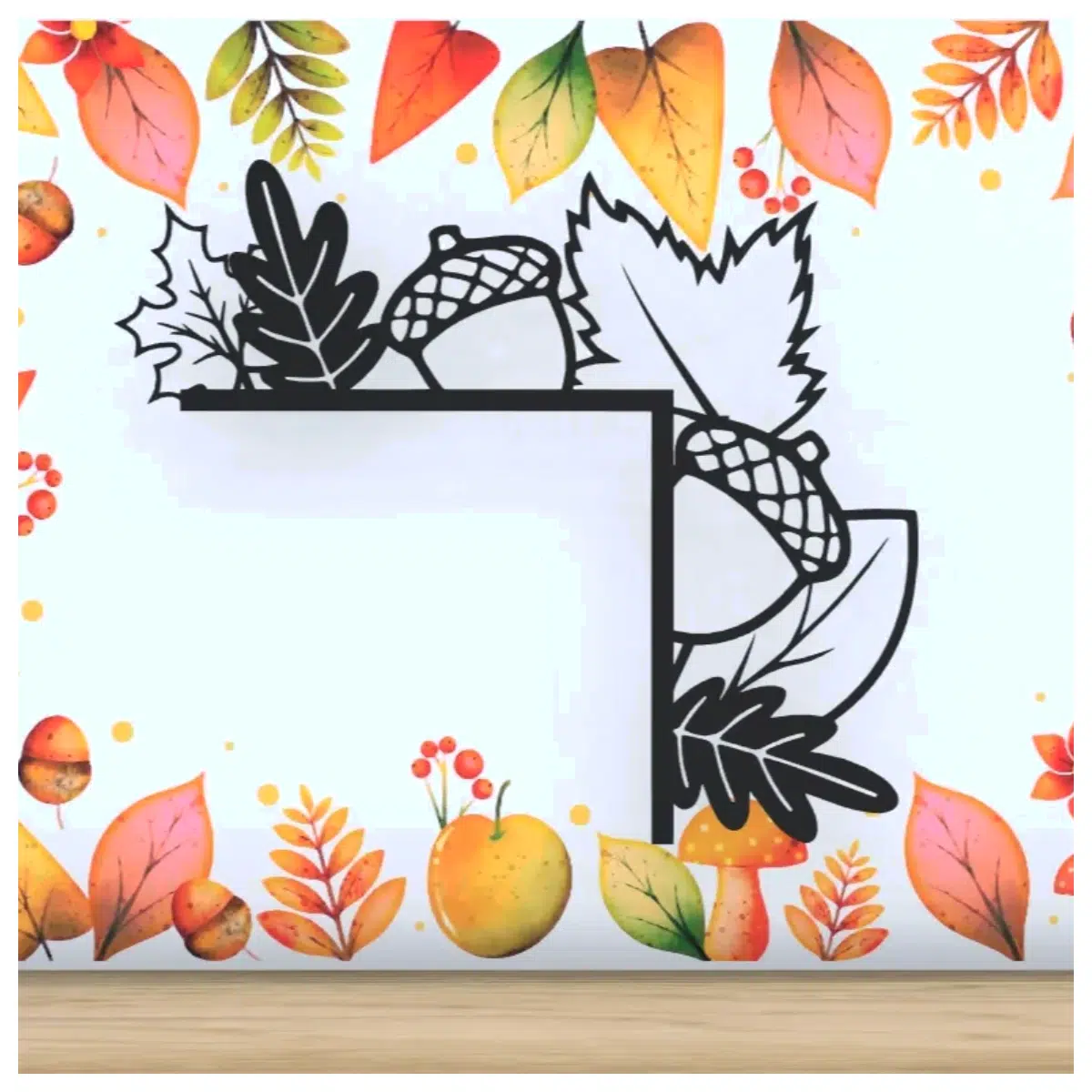 Leaf and Walnut Door Corner Decoration Thanksgiving Decor Autumn Festival Ornament Natural Leaf Decoration Festive Setting