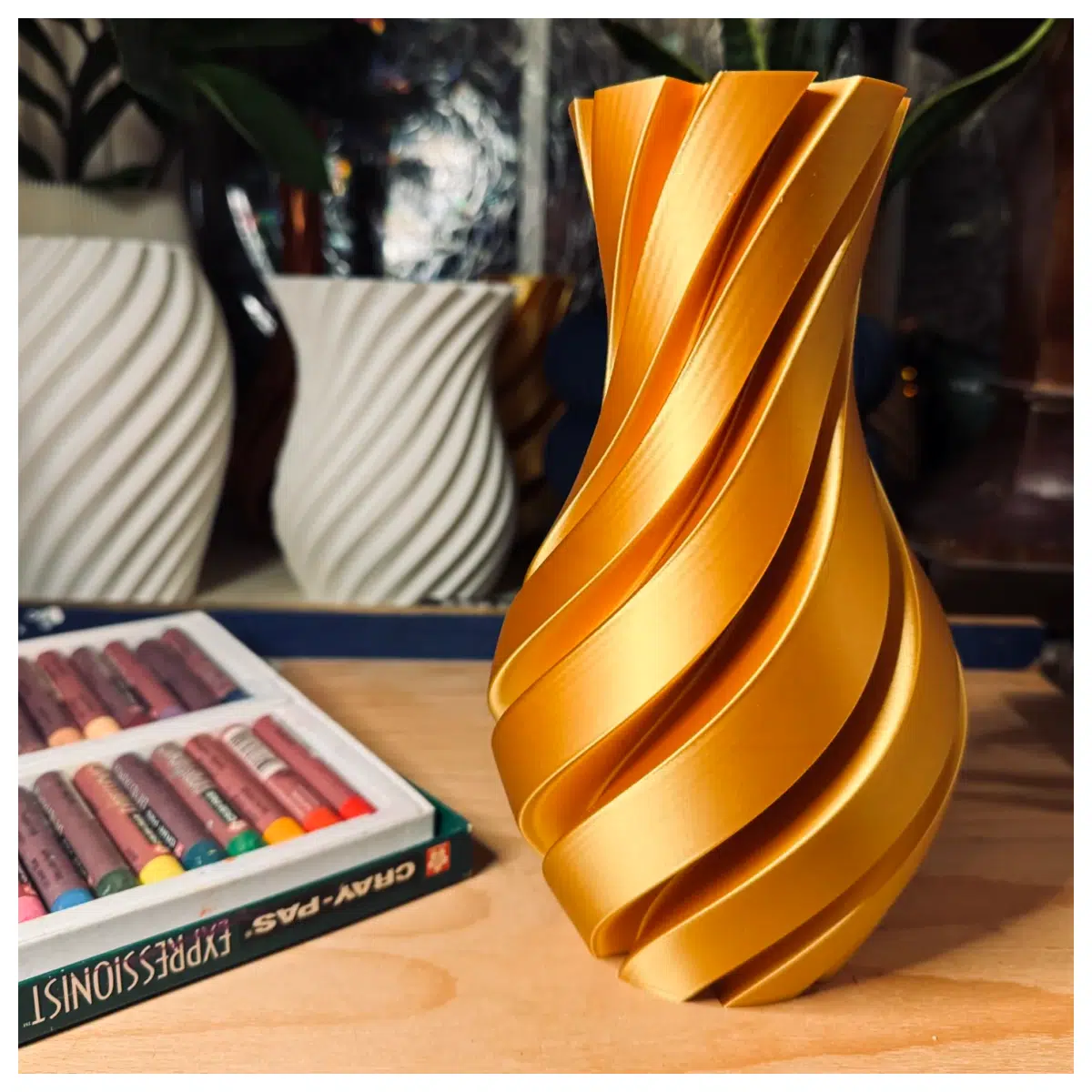 Van Gogh Inspired Vase Spiral Shape Art Decor Ceramic Modern Sculpture Home Accent