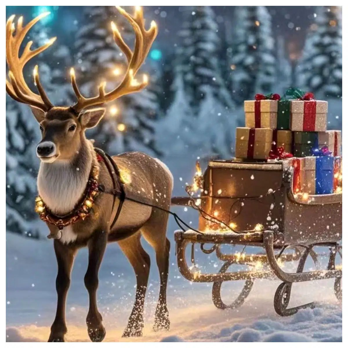 Santa Sleigh Toy Kids Snow Sleigh Outdoor Skiing Kids Toy Sleigh Parts Christmas Gift