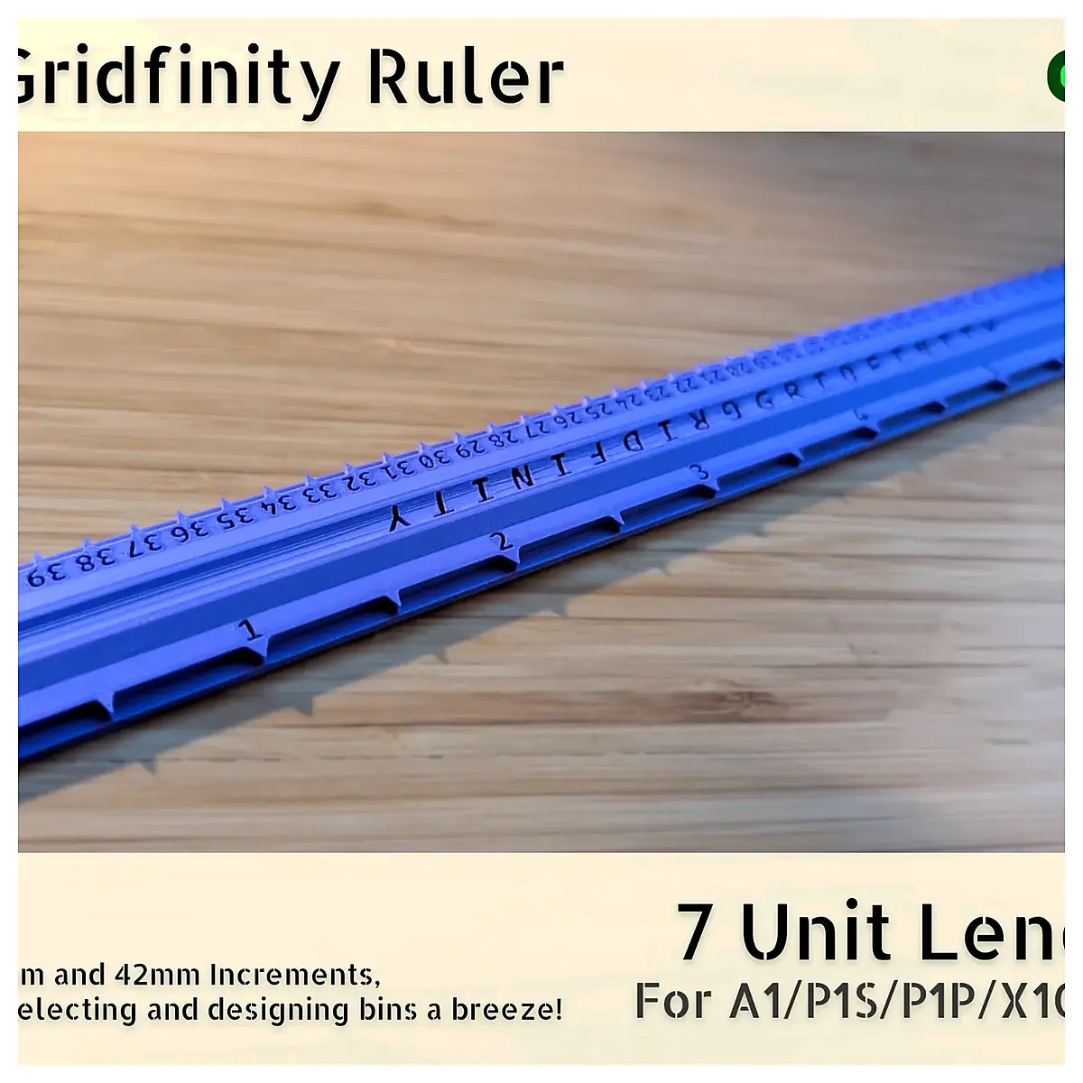 Classic 7 Unit Gridfinity Ruler Measuring Tool Geometry Drafting Accessories Ruler Drawing