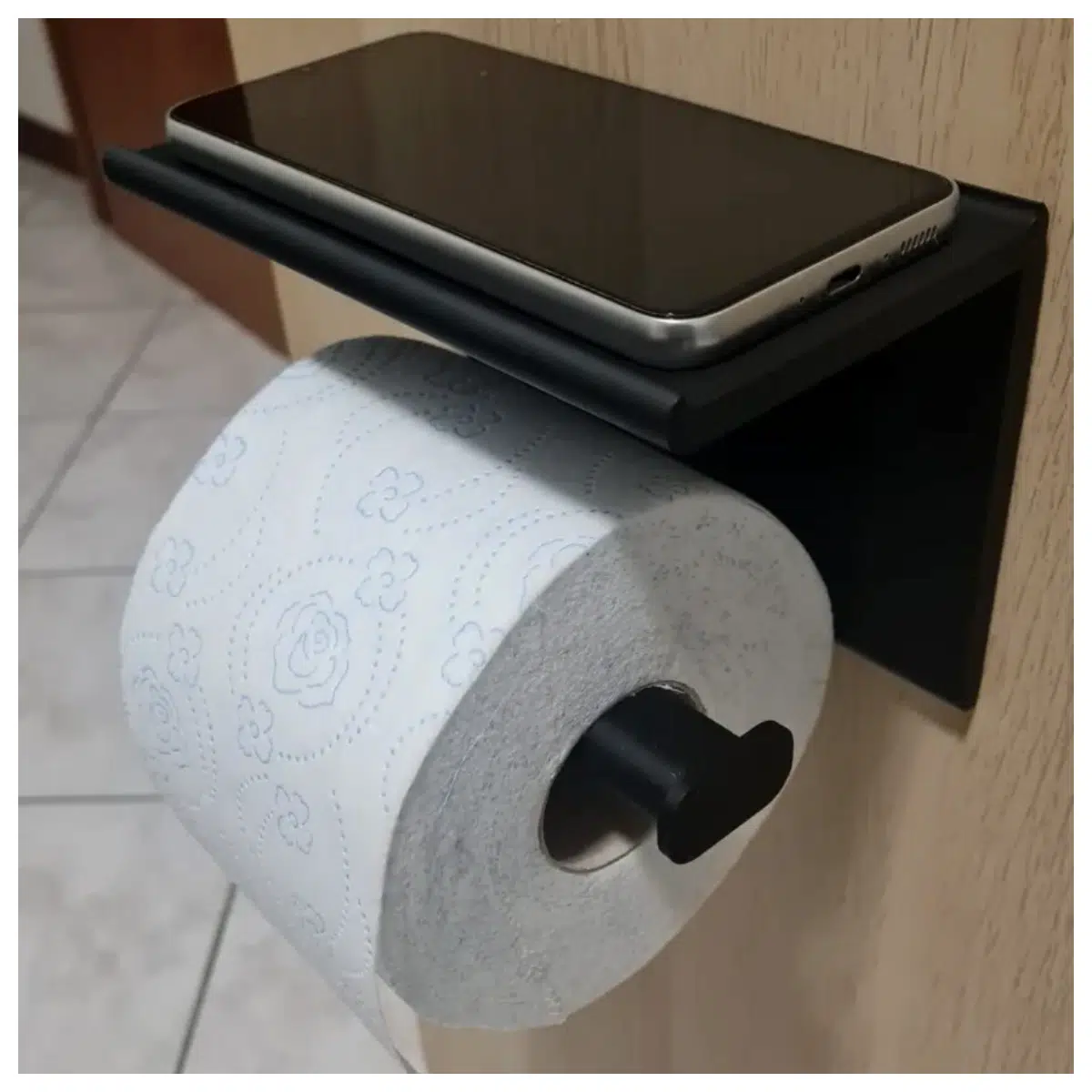 Toilet Paper Holder with Phone Stand Bathroom Shelf Toiletries Organizer Tissue Holder Modern Design