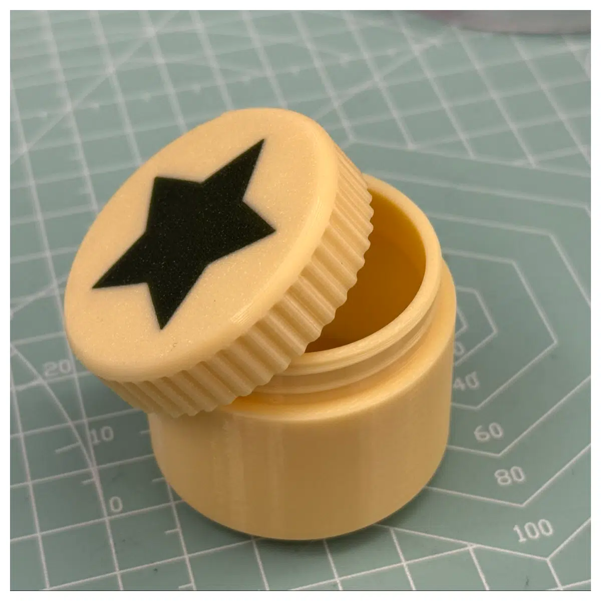 small screw top jar with star pattern mini storage container for jewelry or crafts