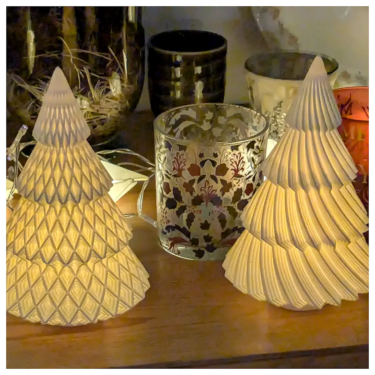 Christmas Tree Teacup Candles Vase Style Multi Decorations Festive Decor Christmas Gift Holiday Decorations