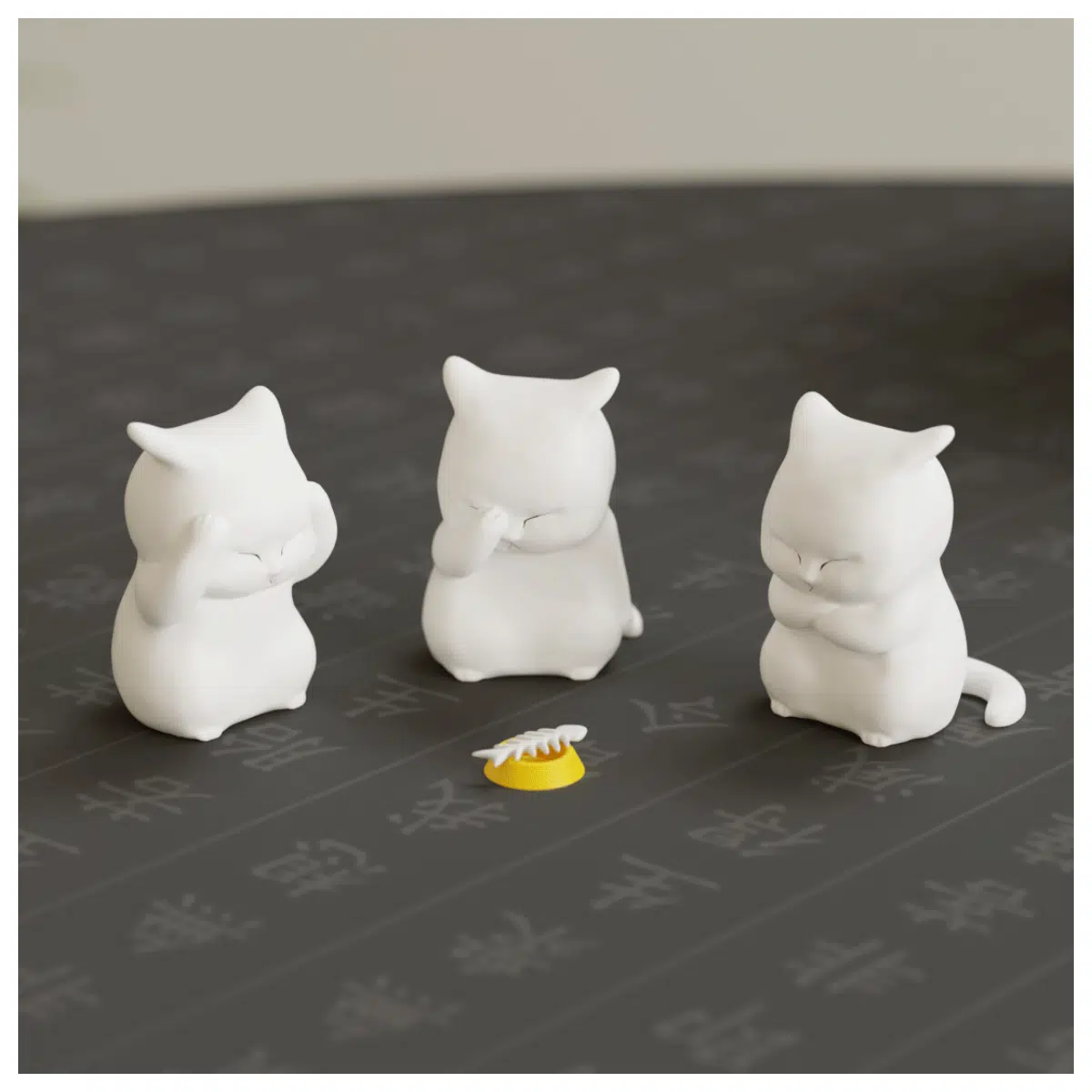 Cat Desktop Figurine Fish Decoration Kitten Ornament Table Decoration Fish Toy Pet Decoration Creative Decoration