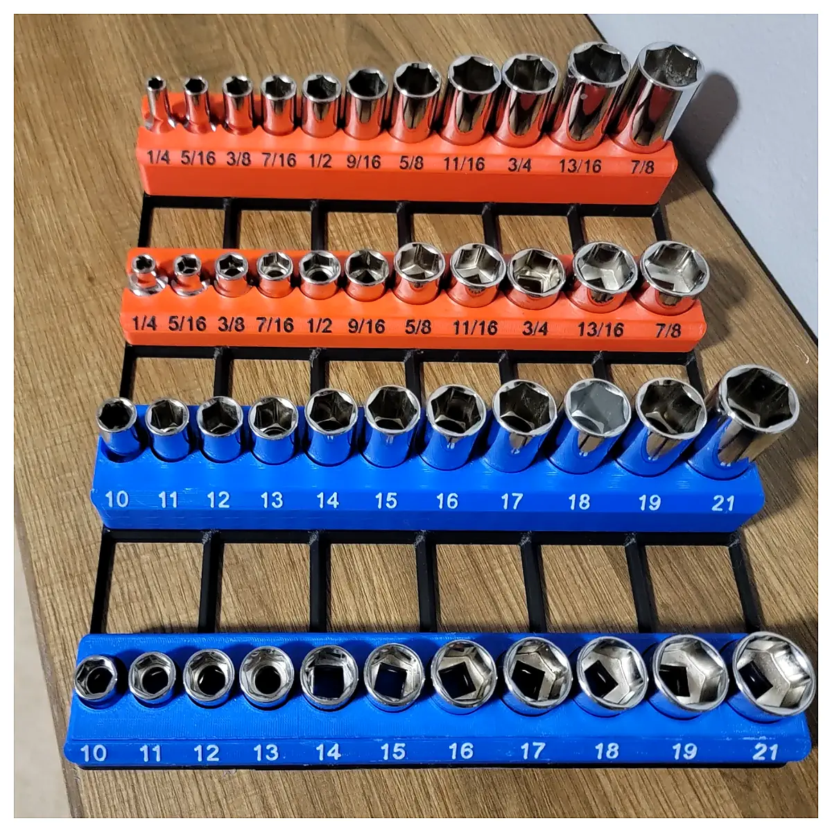 Gridfinity 38 Piece Socket Single Row Storage System Organizer Parts Accessories No Tool Installation