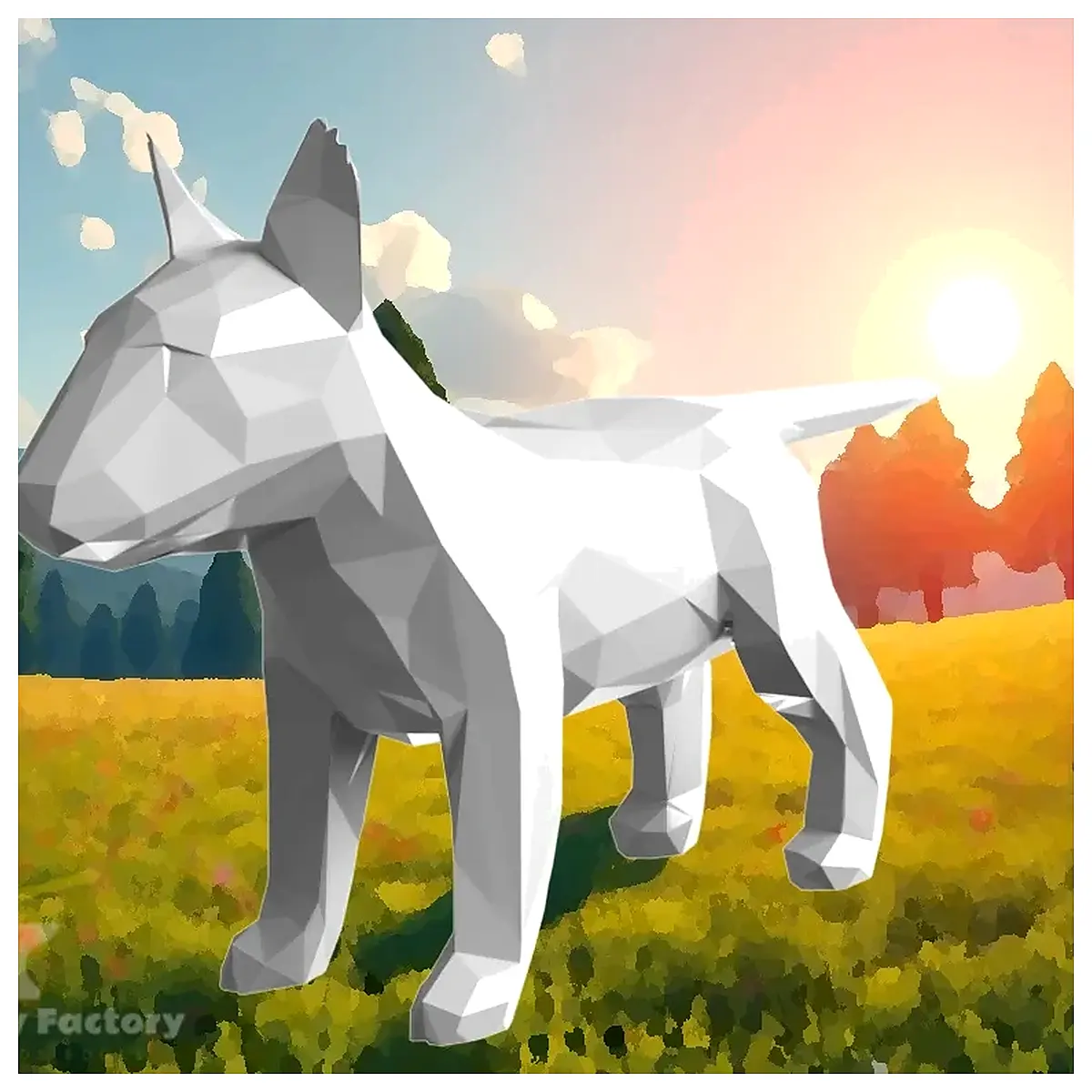 Low Poly Dog Toy Pet Figurine Cute Character Puzzle Training Accessories Replacement Parts