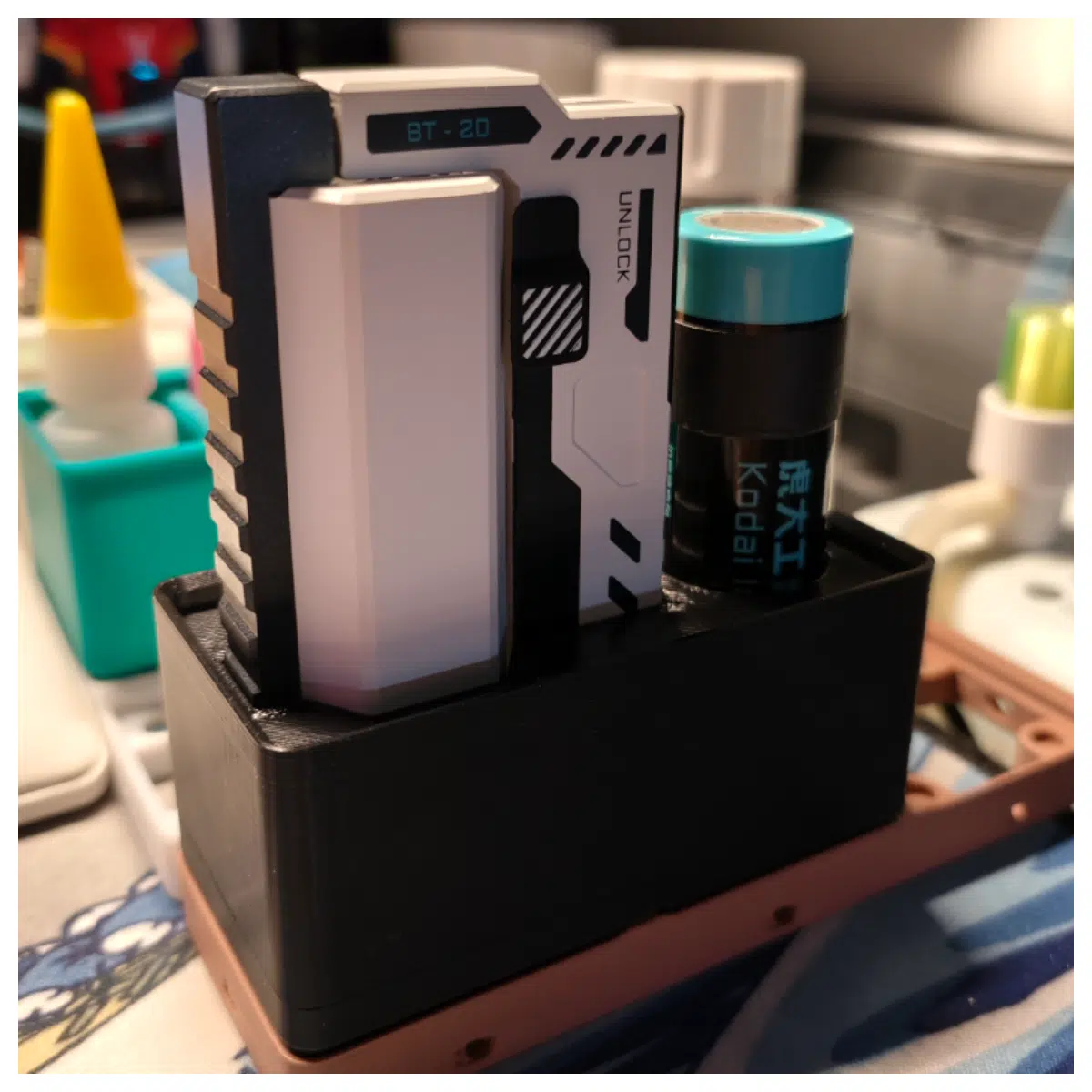 Huda Industrial BT-20 Swappable Battery Power Bank Gridfinity Organizer Base Charger Storage Box Case Compatible 50mm - For 3D Printing