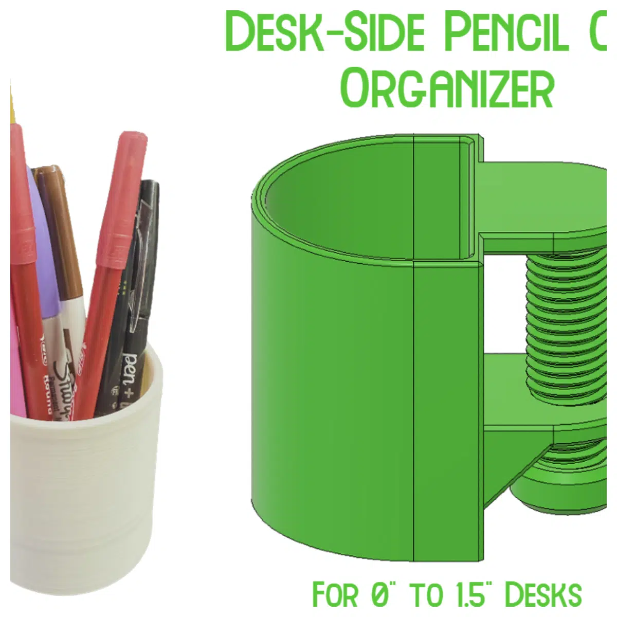 Desktop Pen Holder Organizer Clip Type Adjustable Pencil Cup Desk Storage Solution for Office School Supplies