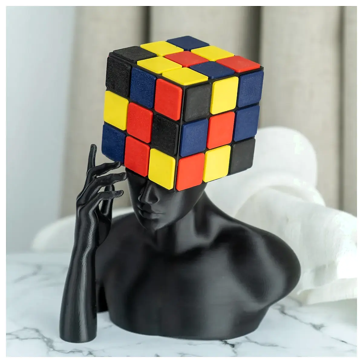 Cube Sculpture Decor Art Piece Creative Display Figurine Multi Functional Displayer Art Collection