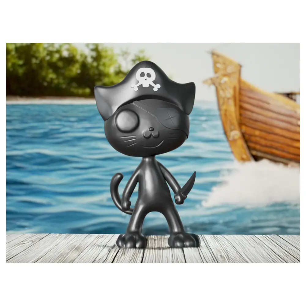 Pirate Cat Statue Fun Adventure Toy Model Collectible Figure Roleplay Decoration