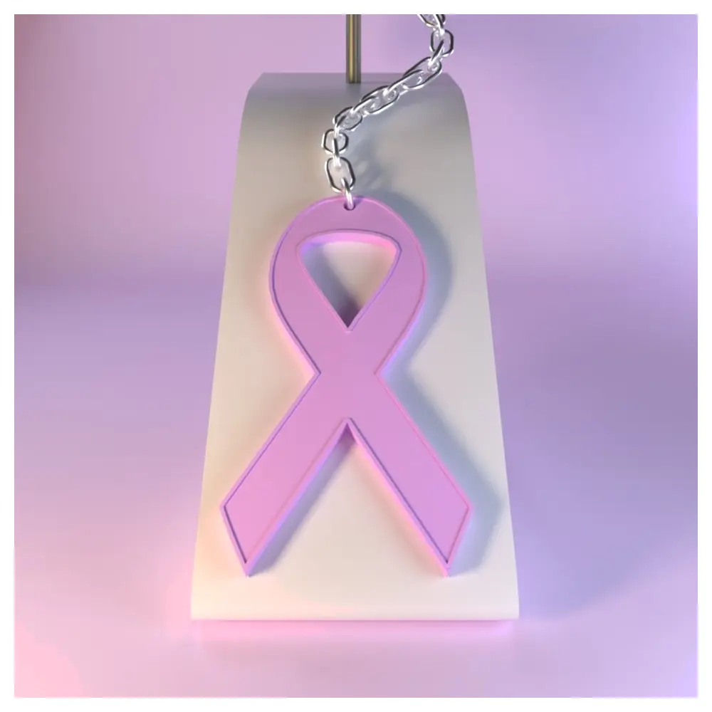 October Pink Ribbon Keychain Remembrance Heart Charm Ribbon Decoration Memorial Gift Red Ribbon