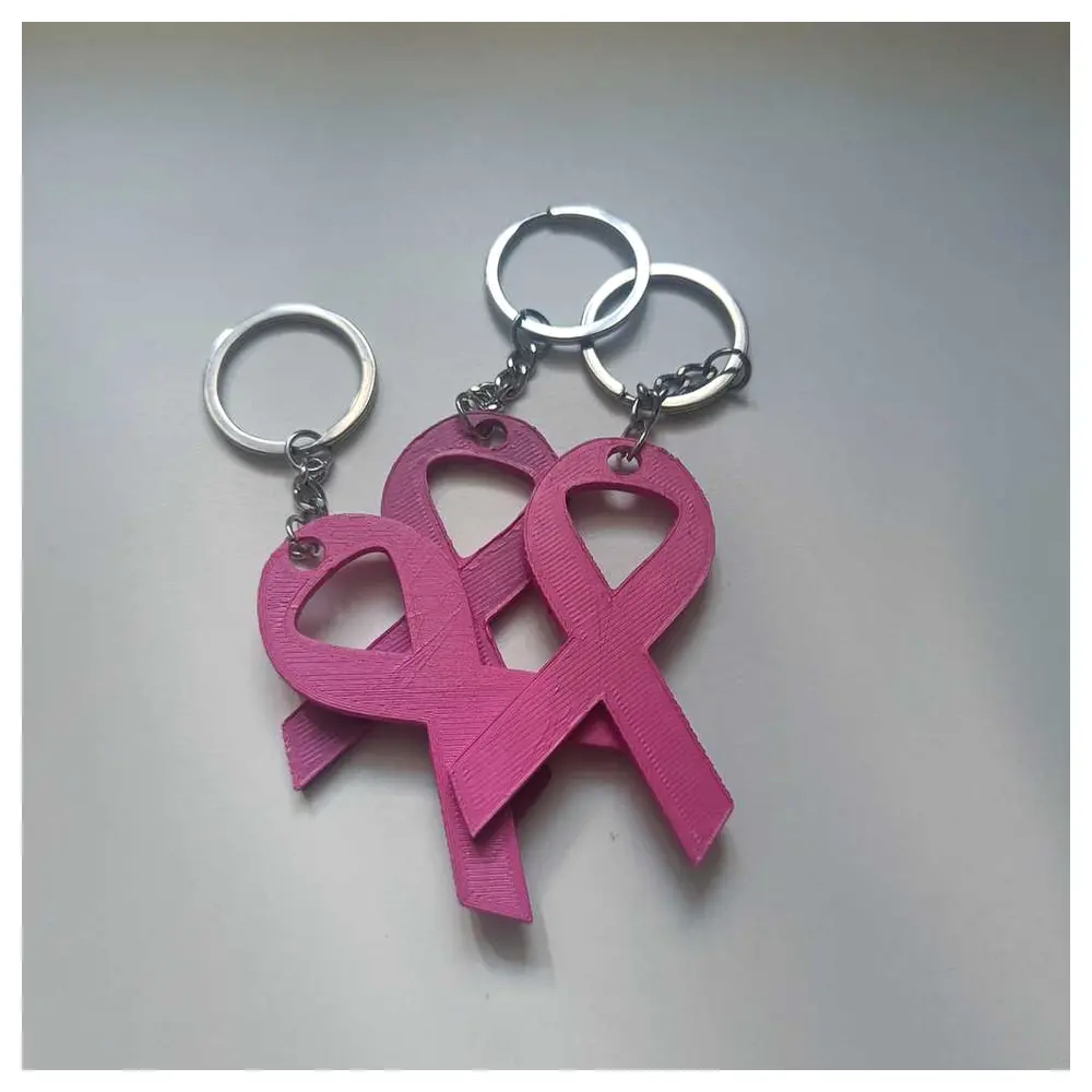 October Pink Ribbon Keychain Remembrance Heart Charm Ribbon Decoration Memorial Gift Red Ribbon