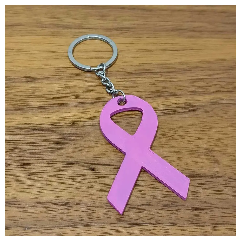 October Pink Ribbon Keychain Remembrance Heart Charm Ribbon Decoration Memorial Gift Red Ribbon
