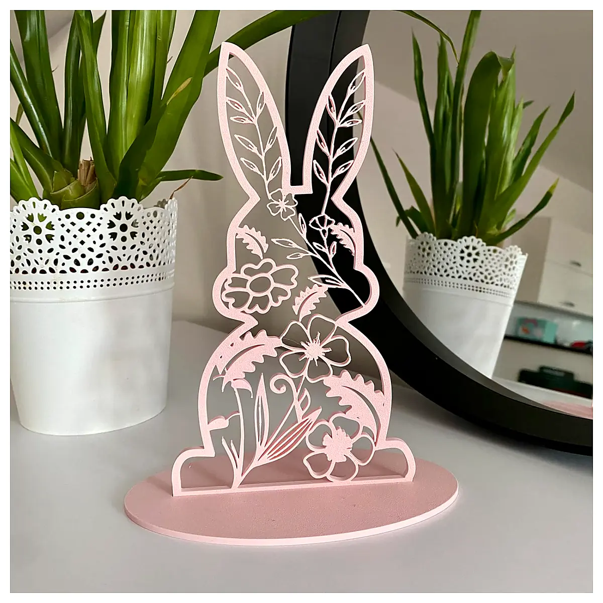 Floral Easter Bunny Decor Festive Decorations Rabbit Figurine Easter Gifts Party Decorations