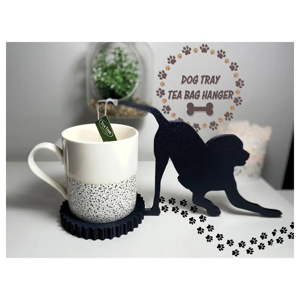 Dog Tea Bag Holder Ceramic Mug Stand Pet Tea Drink Holder Adjustable Easy Clean