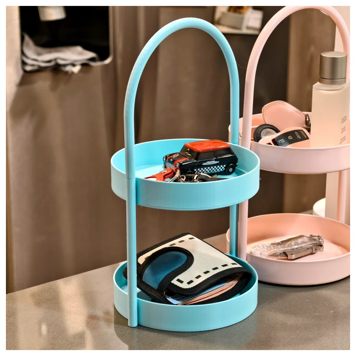 Double Layer Storage Trays Shelf Accessories Organize Kitchen Bathroom Garage Storage Solutions