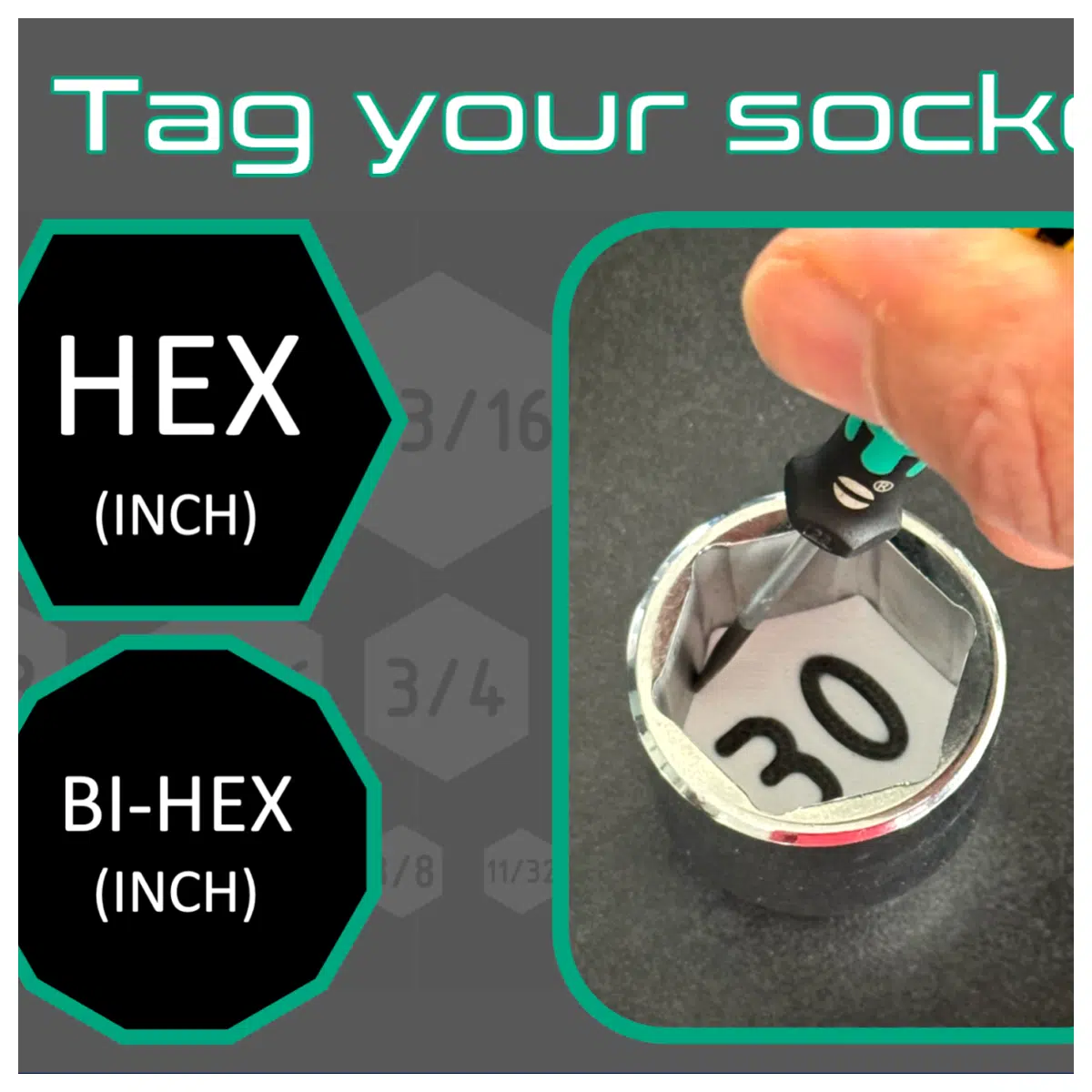 Hex Socket Wrench Identification Label Inch Torque Wrench Tool Repair Parts Car Parts Fasteners