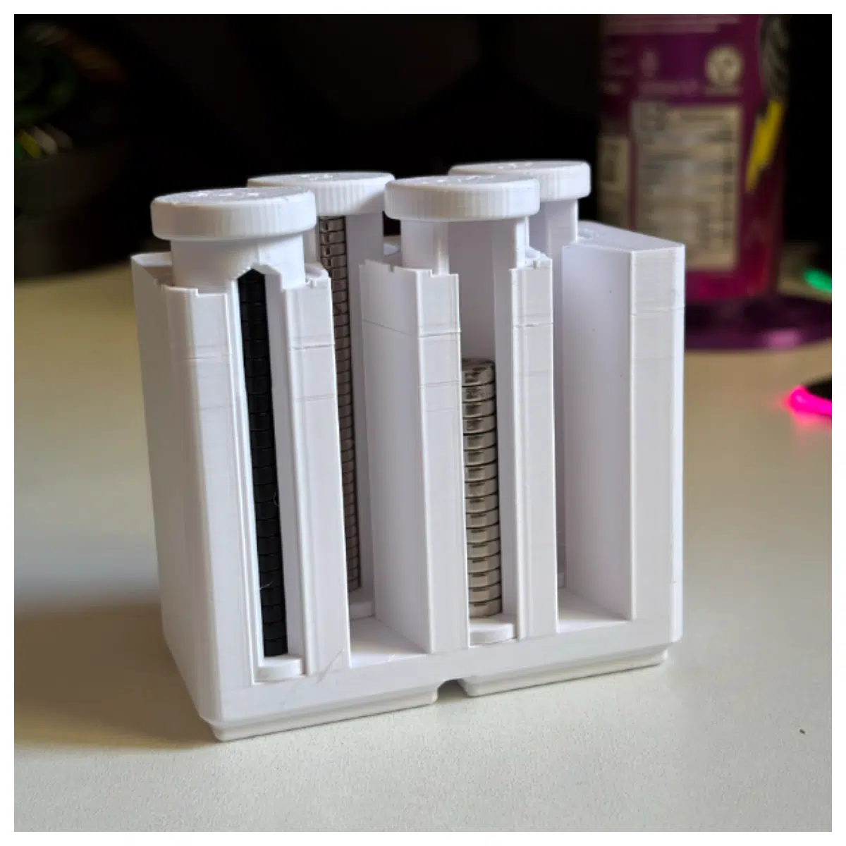Gridfinity 2x Magnetic Tube Holder Desktop Storage Organizer DIY Electronics Parts Workbench Mounting Bracket