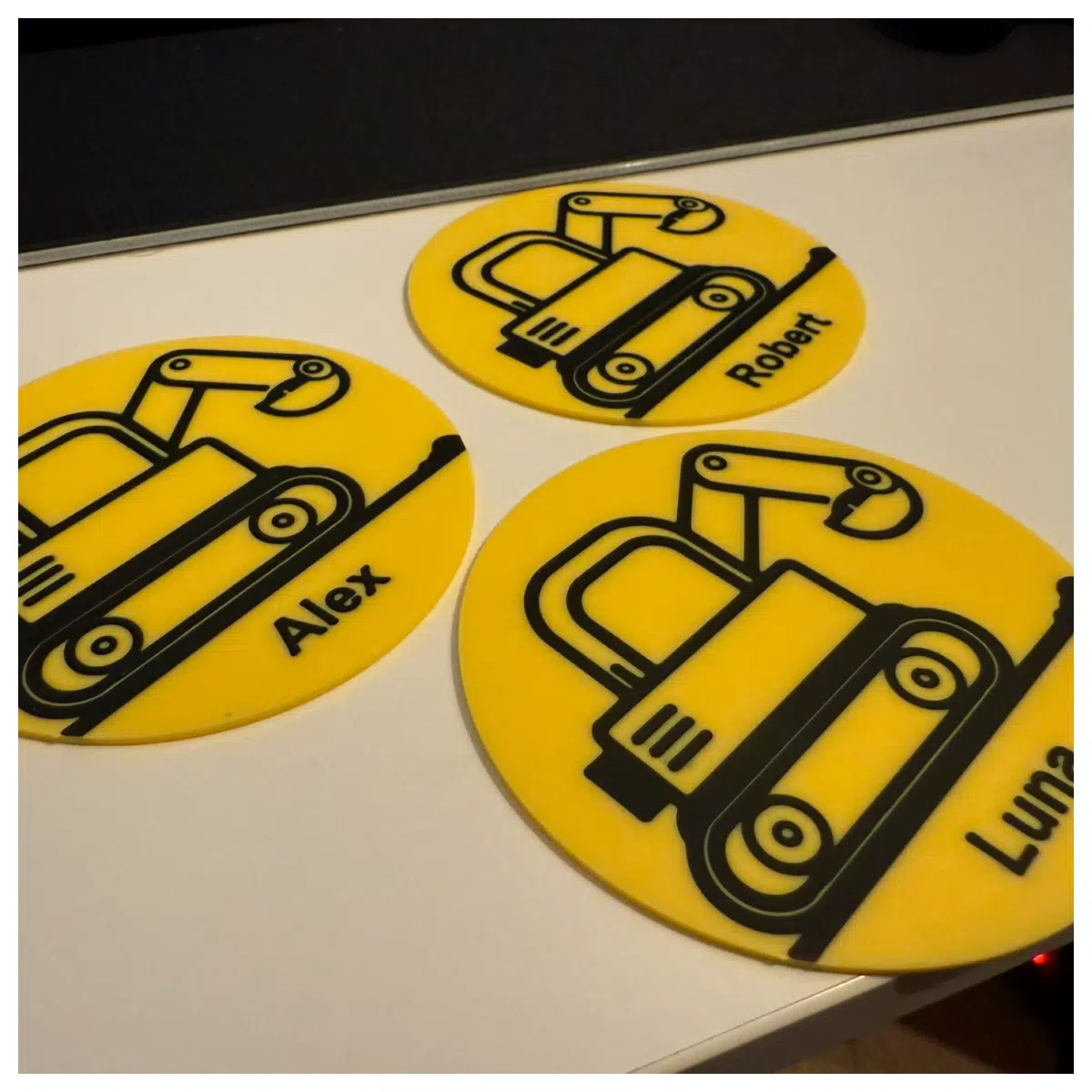 Excavator Coasters Durable Personalized Car Mats Camping Decor Outdoor Accessories Excavator Gift
