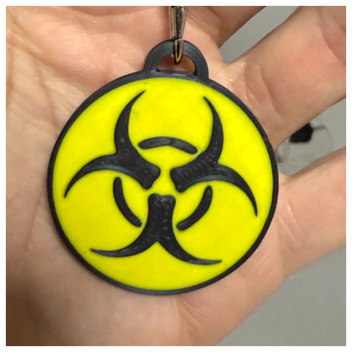 biohazard keychain funny metal key ring for lab coat medical student gift