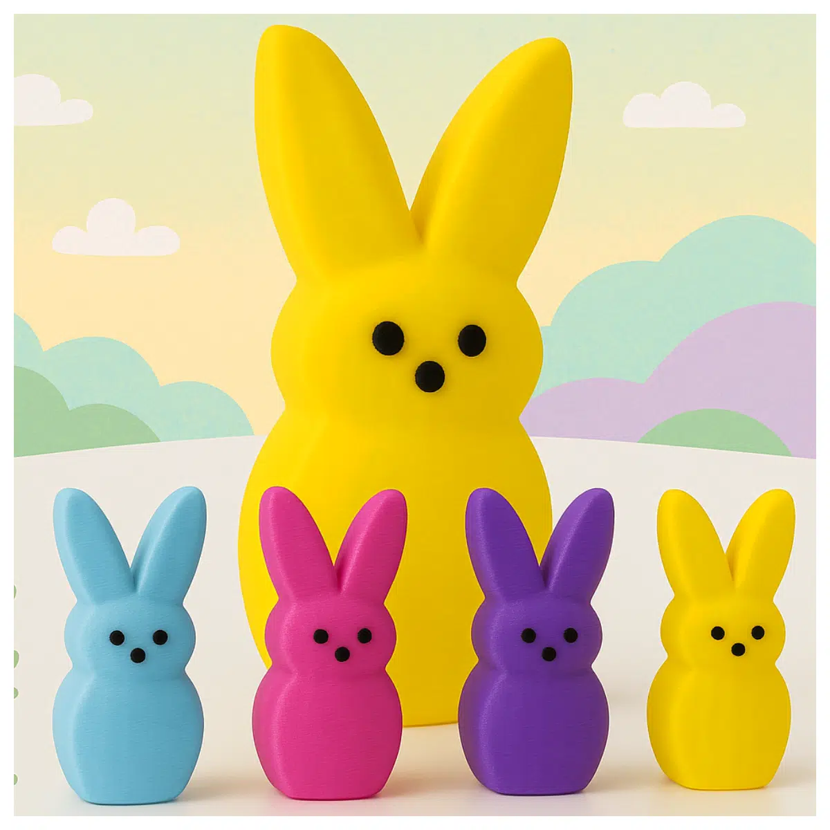 3D Standing Marshmallow Rabbit Toy Figure Collectible Display Piece Multi Functional 3D Marshmallow Rabbit Figurine