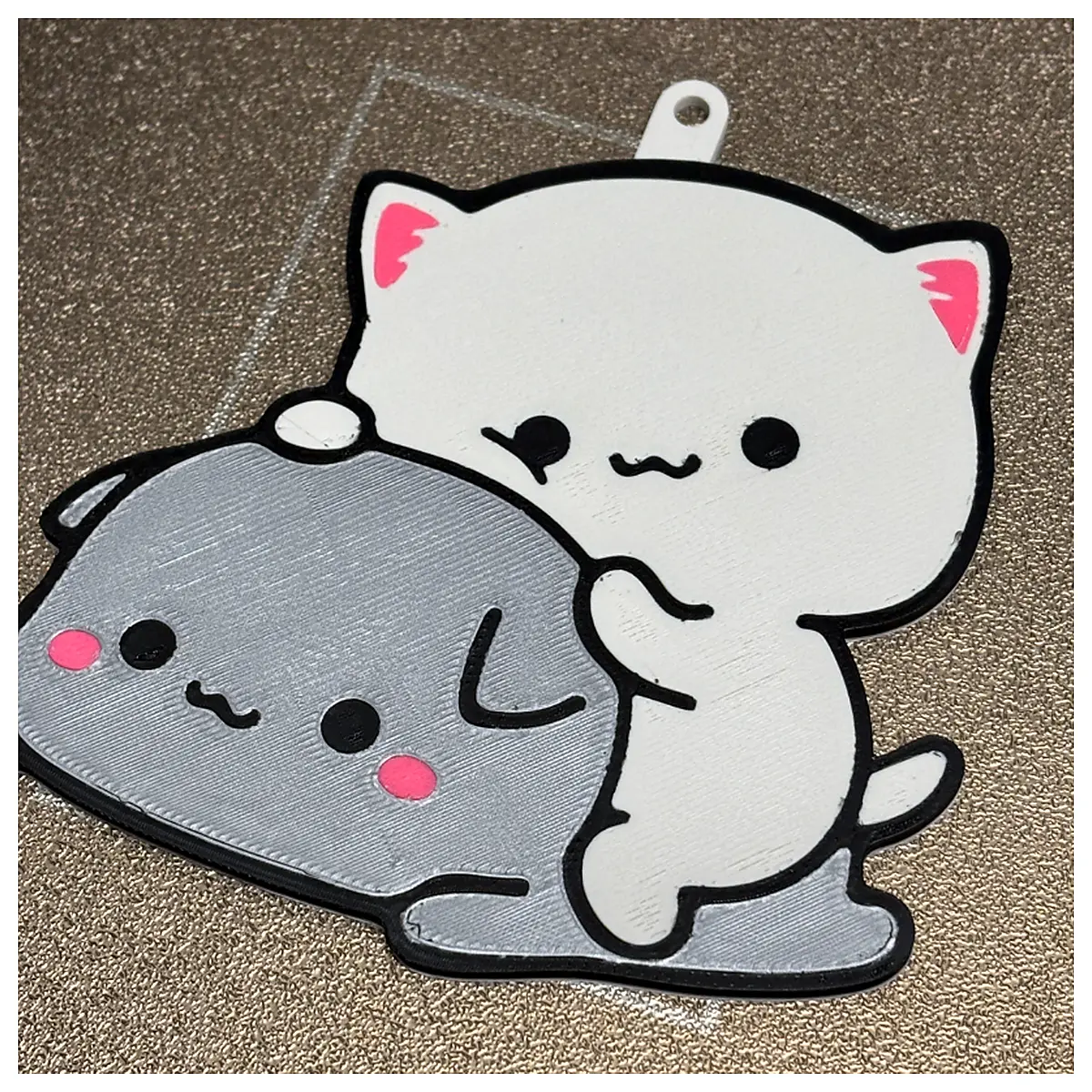 Cat Couple Mochi Pendant Jewelry Charm Bracelet Necklace Pet Memorial Gift Romantic Present