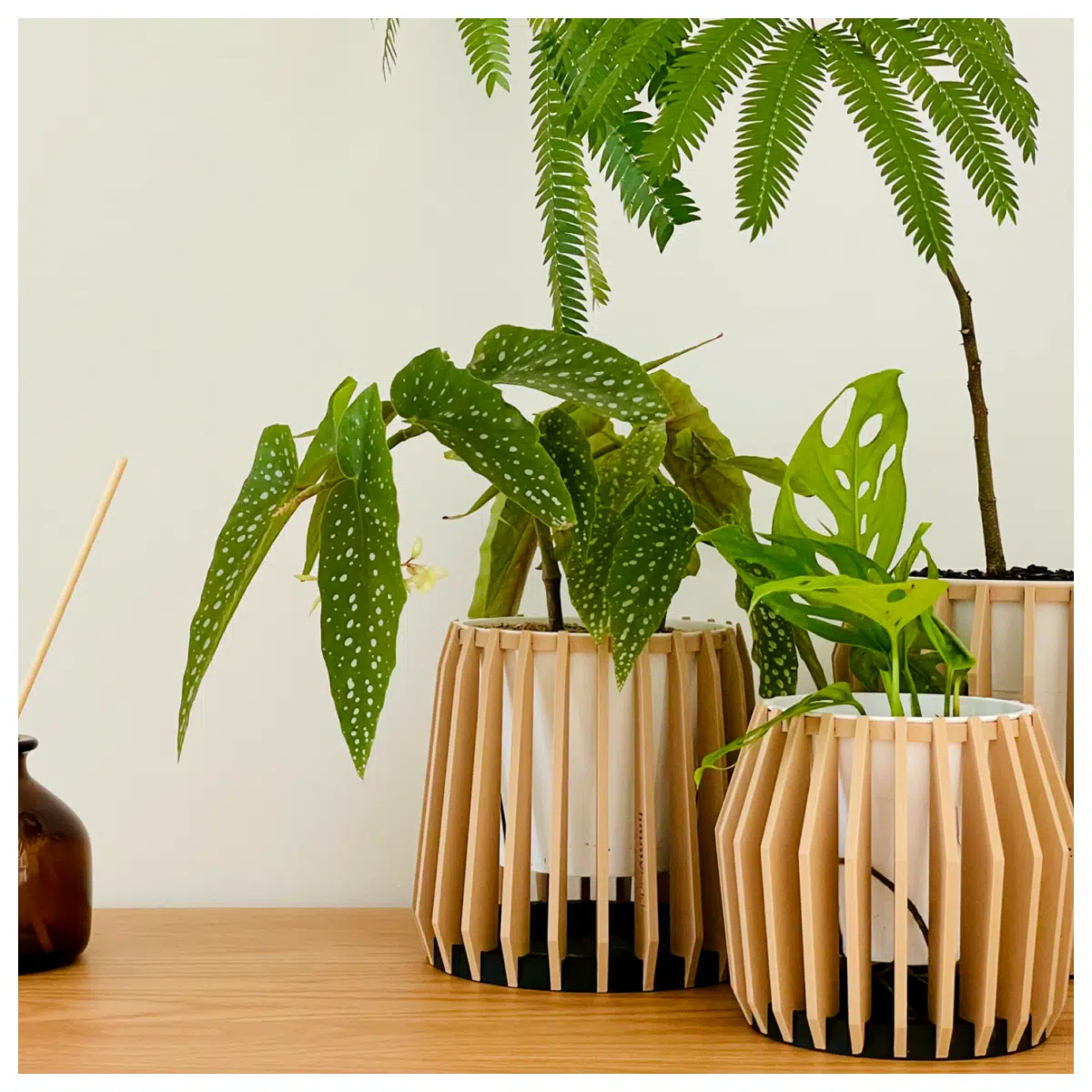 Wooden Desktop Flower Pot Breathable Waterproof Planter Indoor Plants Flower Stand Green Plants