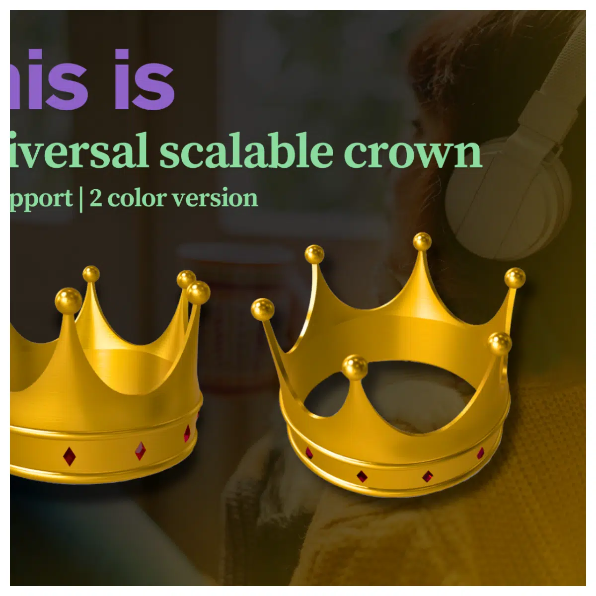 3D Printed Crown Model No Support Needed Fast Production Jewelry Accessories DIY Creative Crown Decoration