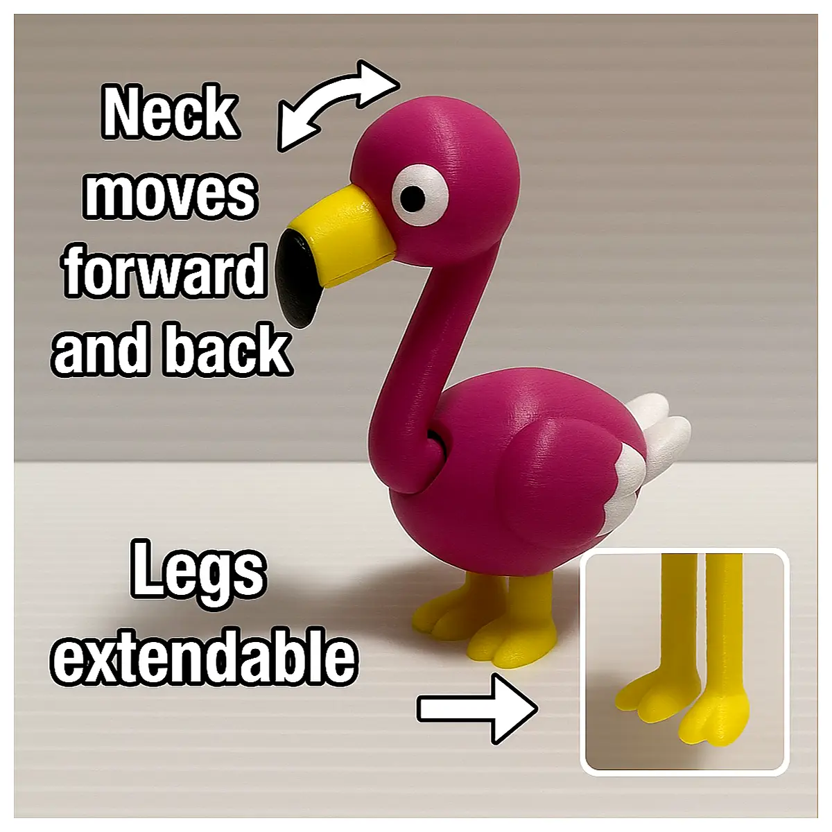 Clay Flamingo Figurine Movable Joints Decoration Hand Figure Art Collectible