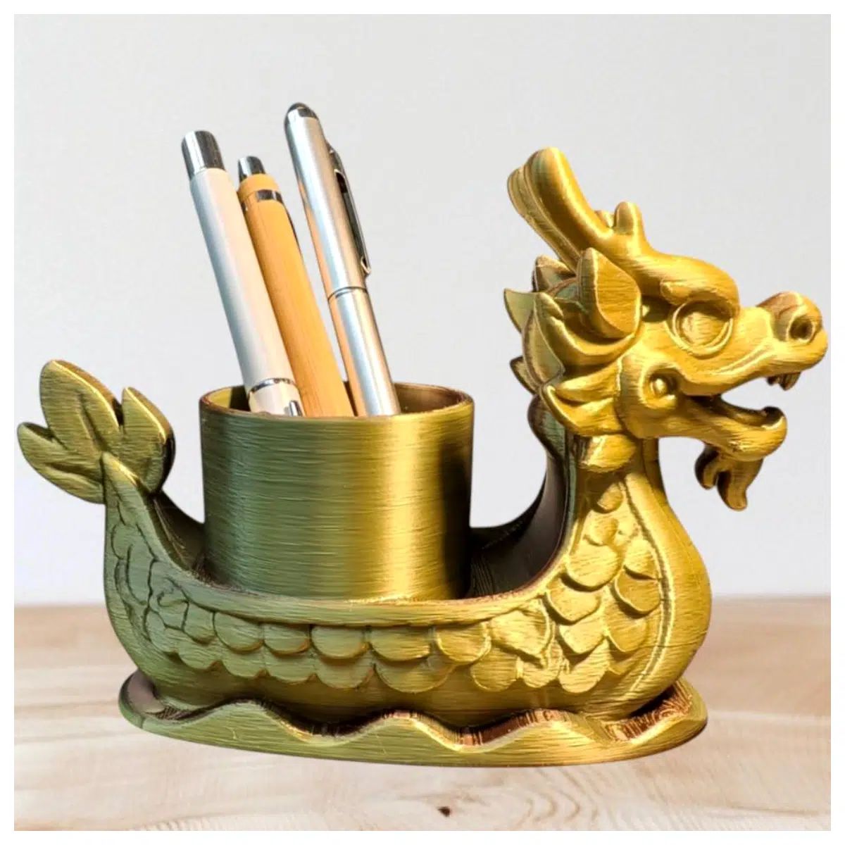 Dragon Boat Pot Pen Holder Vase Multifunctional Creative Desk Decoration Office Organizer Pen Holder Dragon Boat Planter