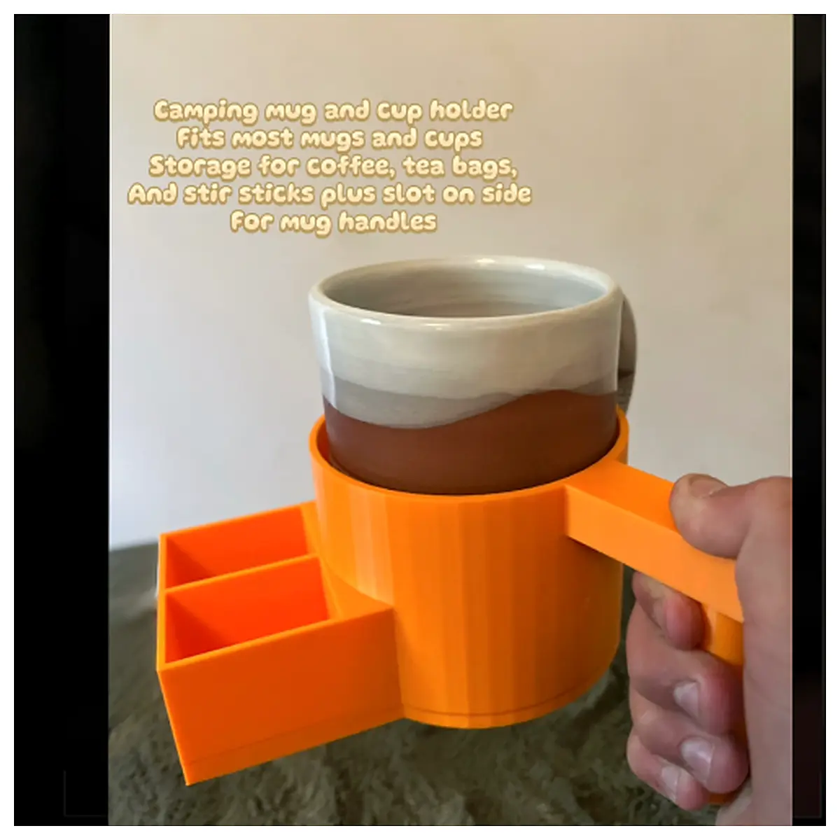 Portable Outdoor Coffee Cup Holder Phone Stand Camping Travel Support Bracket Accessory