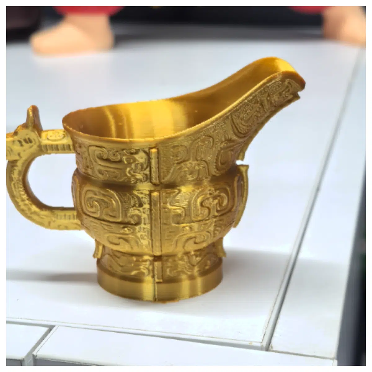 Bronze Beast Mask Cup Artifact Model Ancient Ritual Vessel Museum Display Art Collection