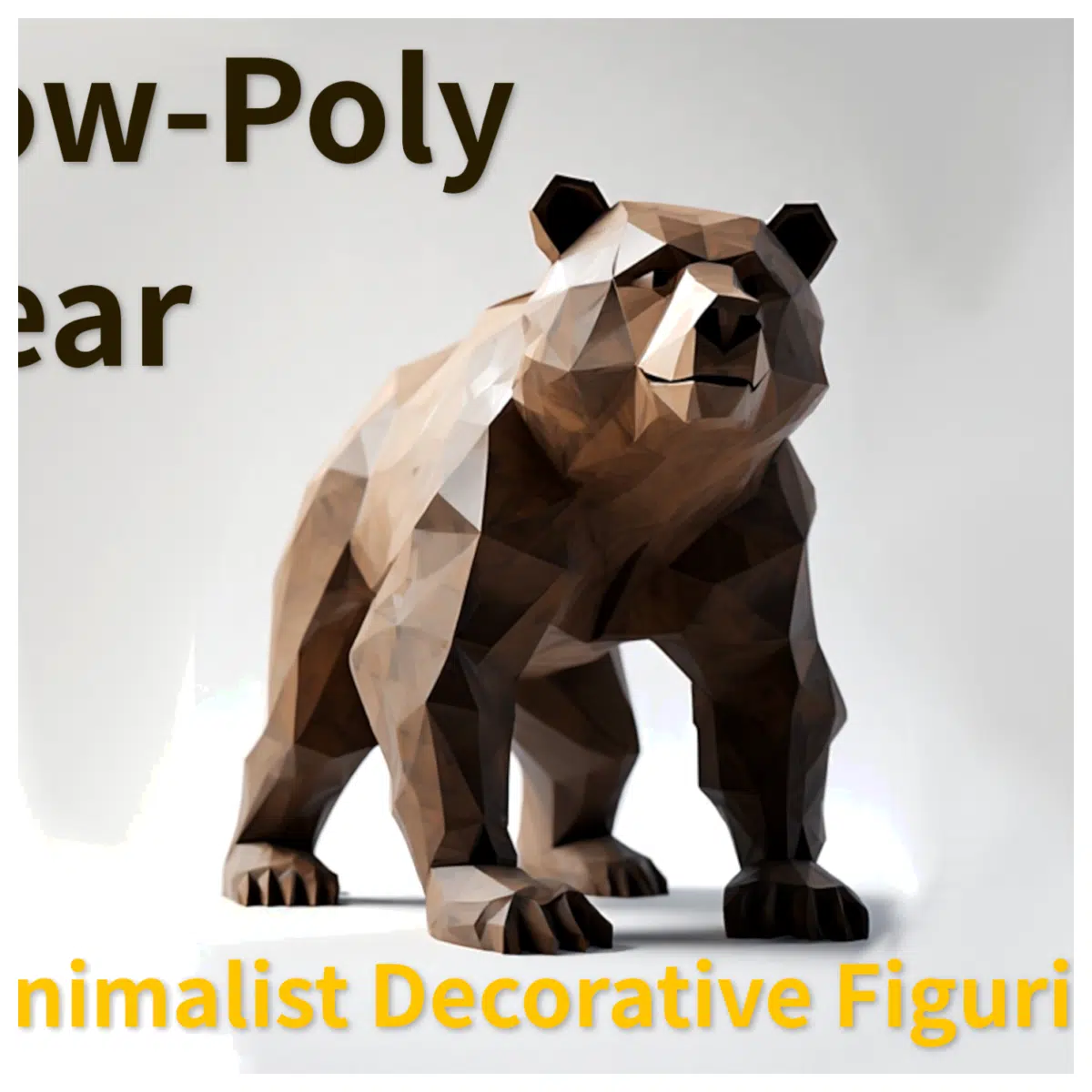 Low Poly Bear Sculpture Decoration Mini Figure Simple Toy Ornament Cute Gift Idea