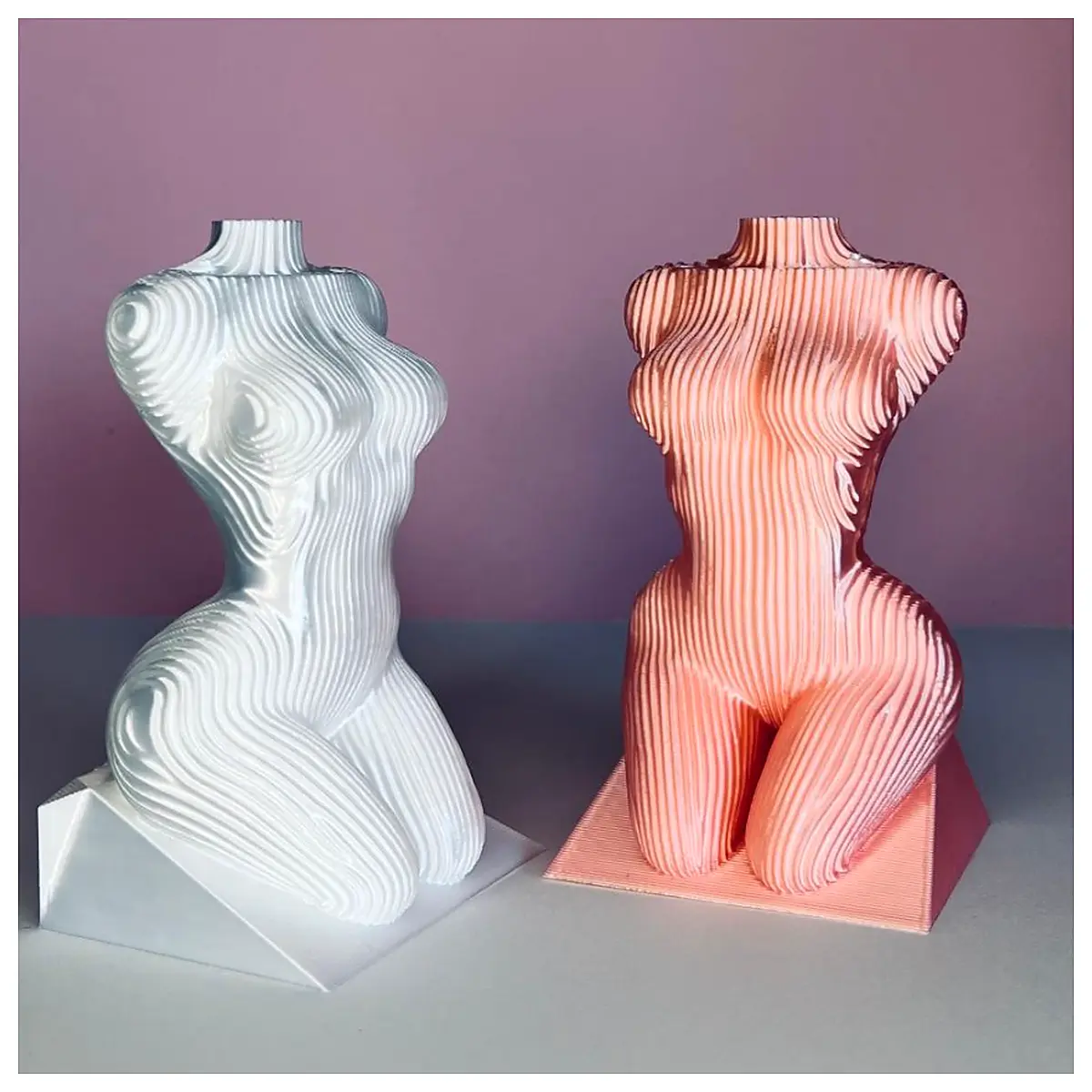 Striped Sculpture Decor Beautiful Female Home Art Placement Decoration Universal Art Piece