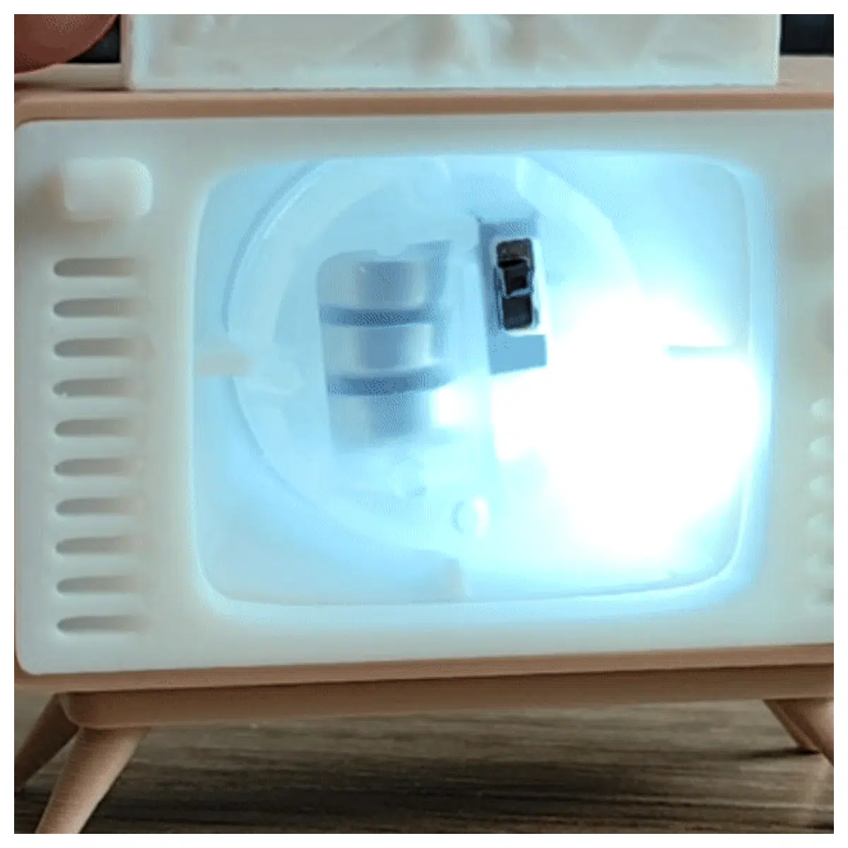 Mini Desktop TV Model Glowing Display Figurine Collection Home Decor TV Toy Scene Props