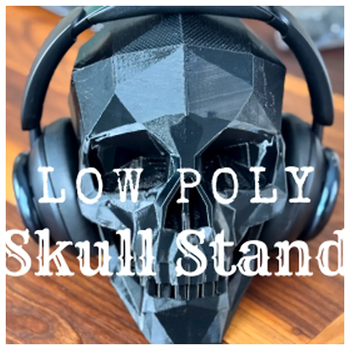 Low Poly Skull Support 3D Printed Hat Headphone Glasses Accessory VR AR Support Mounting Bracket