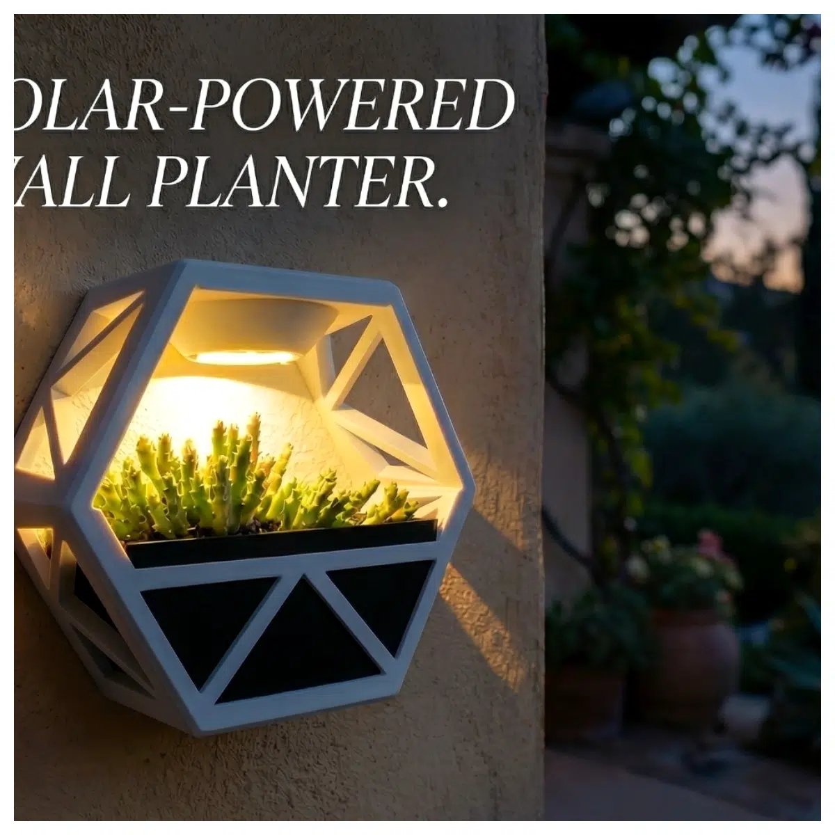 Hexagon Planter Solar Smart Planter with Decoration Garden Outdoor Flower Pot Planter Home Automation