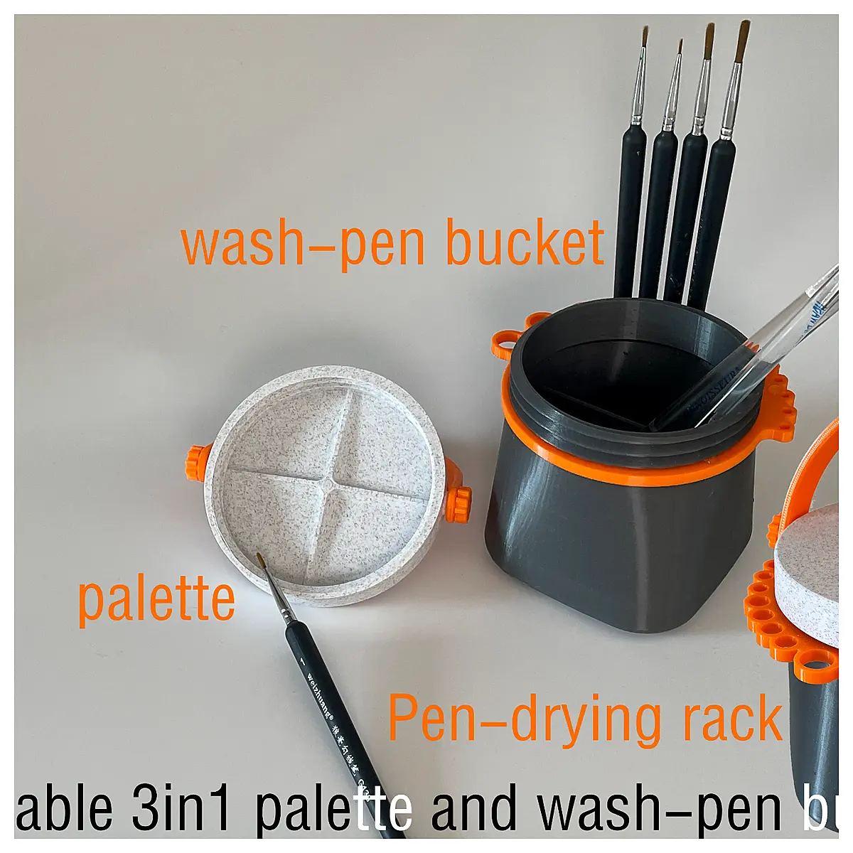 Portable Palette Cleaning Bucket Brush Cleaning Pen Cleaning Tool Palette Cleaner Brush Cleaning Solution