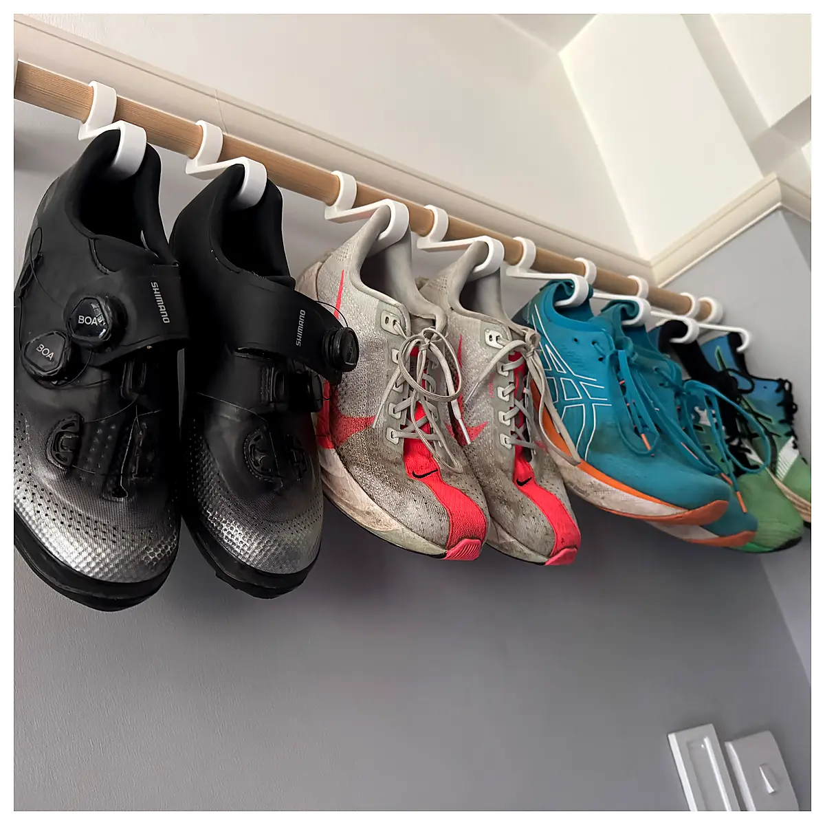 Wall Shoe Rack Space Saving Compact Storage Shelves Indoor Decor Shoe Organizer