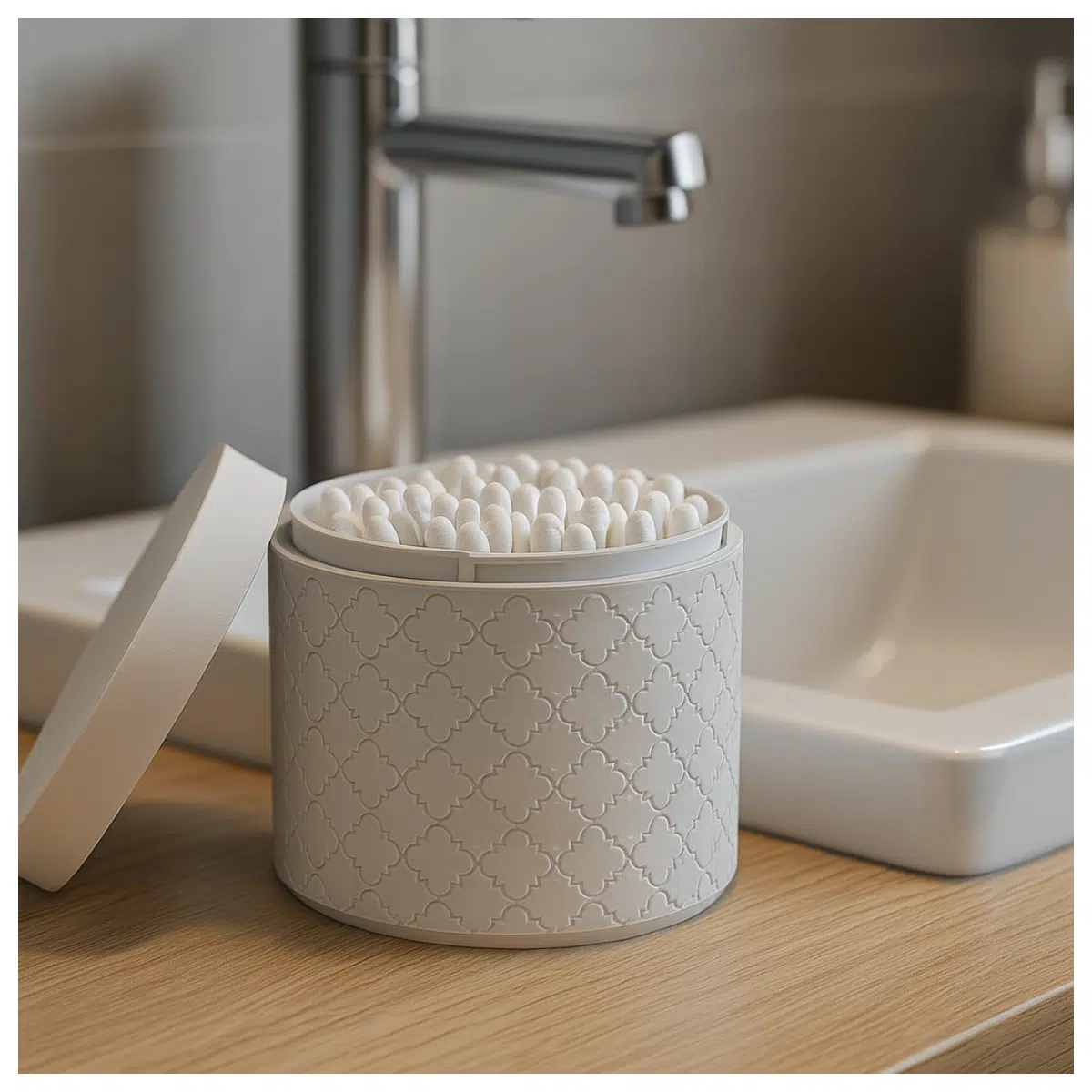 Ceramic Effect Cotton Swab Box Drawer Organizer Desk Decoration Kitchen Supplies Home Storage Accessories