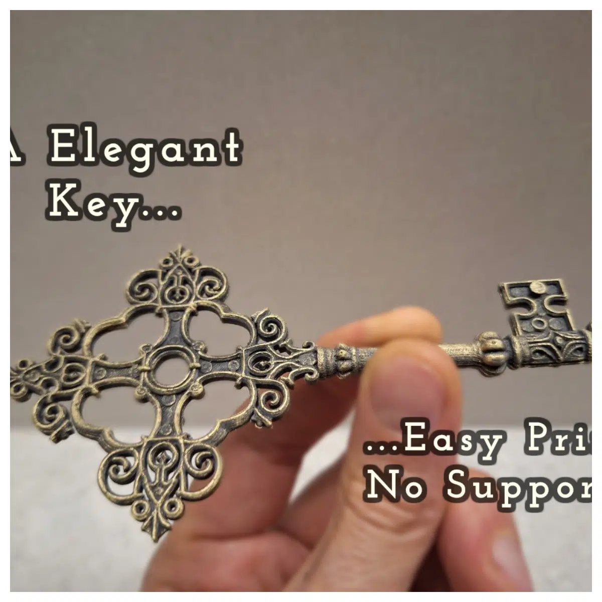 Elegant Key 3D Printing Quick Easy Model No Support Needed PLA Fast Prototype Ideal