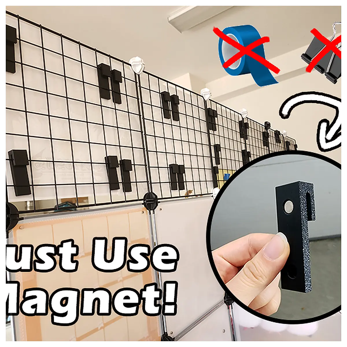 Magnetic Paper Hooks Grid Line Sticky Notes Holder Magnetic Hook Magnetic Card Hook Magnetic Desk Hook