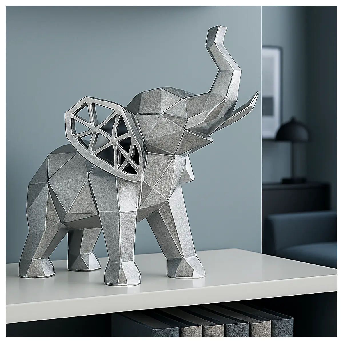 Low Poly Elephant Sculpture Art Figurine 3D Model Digital Art Decoration Ornament