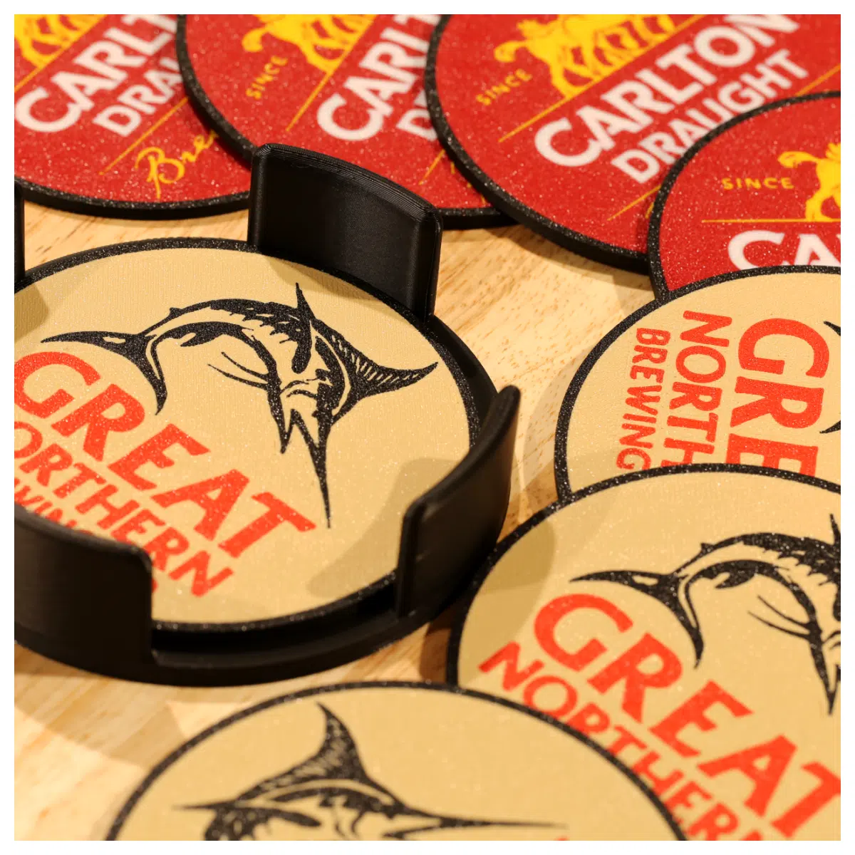 Bar Coasters Holder 8 Round Coasters Desktop Organizer 8 pcs 100mm Bar Accessories