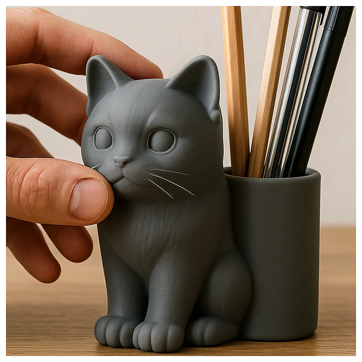 Cute Cat Pencil Case Student Stationery Cute Small Animal Desk Organizer Pen Holder Office Supplies Learning Supplies