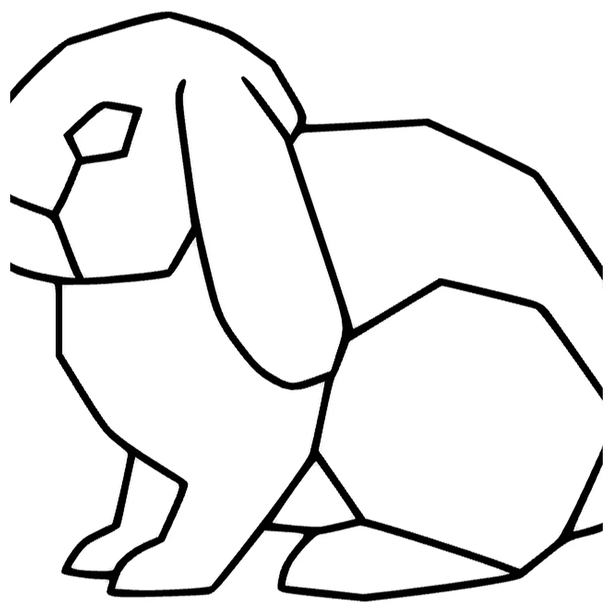 Low Poly Mini Lop Rabbit Wall Art Decor Rabbit Hut Wall Stickers Cute Cartoon Figurine
