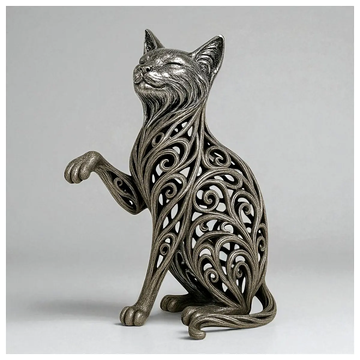 Cat Statue Elegant Gesture Pet Figurine Home Decor Art Sculpture Placement